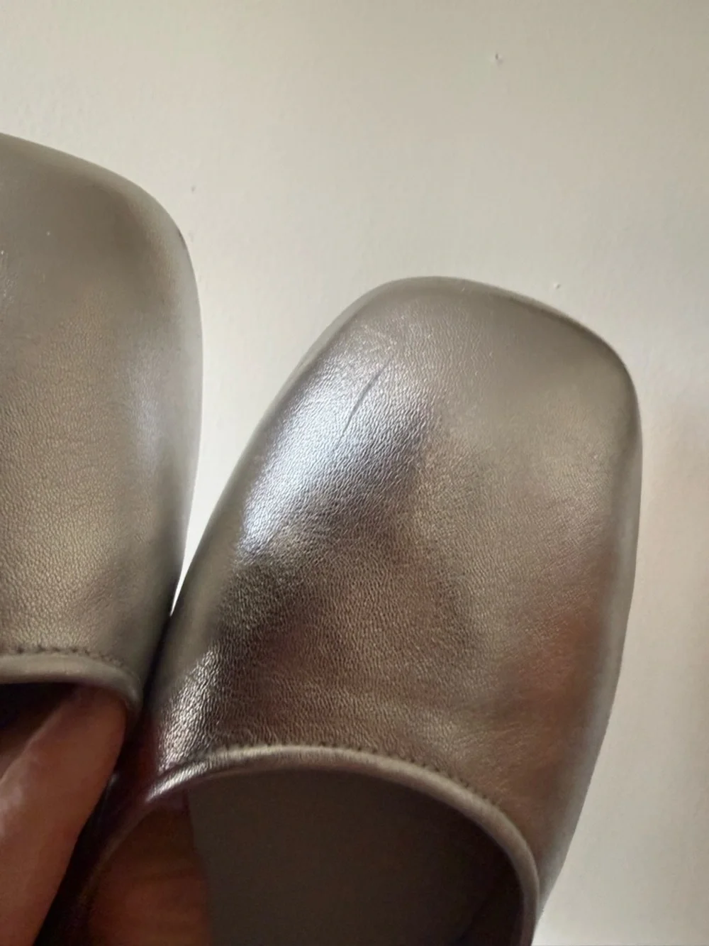 Everlane Metallic Silver Square-Toe Ballet Flats - Picture 3 of 4